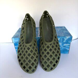 Jeffrey Campbell Jellz Slip on Sandals Olive Matte Green Cage Shoes Women Size 8